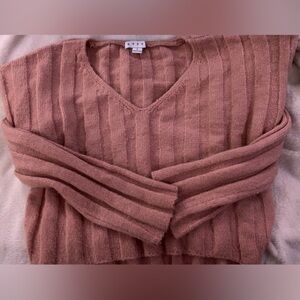 HYFV pink V-neck baggy sweater